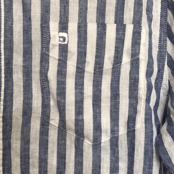 JOES Jeans linen blend striped short sleeve button down shirt XL blue white - Picture 3 of 11